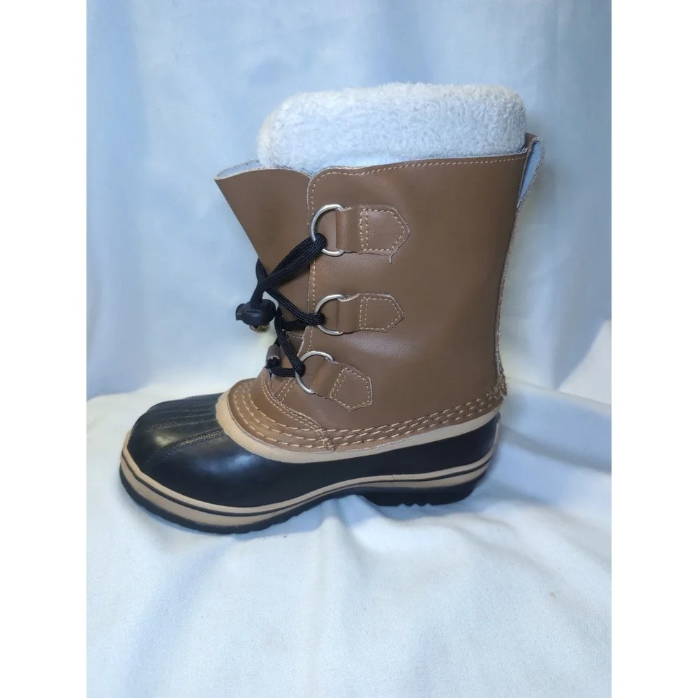 Sorel Little Kids Youth Size 1 Brown Black Waterproof Insulated Snow Boots